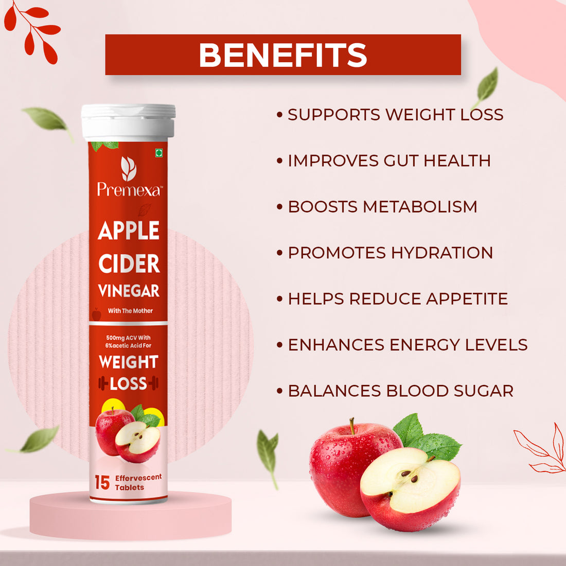 Apple Cider Vinegar Effervescent Tablets with Vitamin B6 & B12