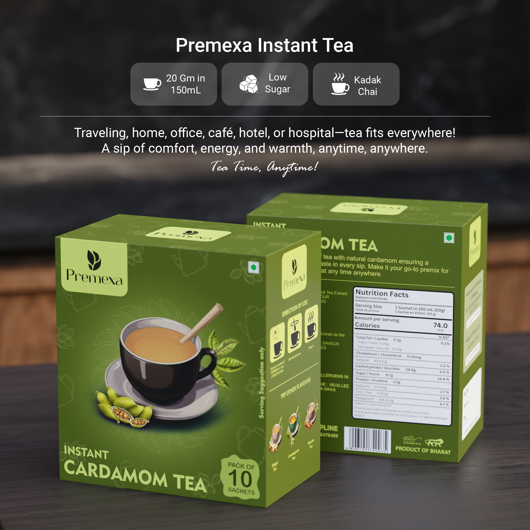 PREMEXA Instant Tea Premix | Low Sugar | Instant Tea