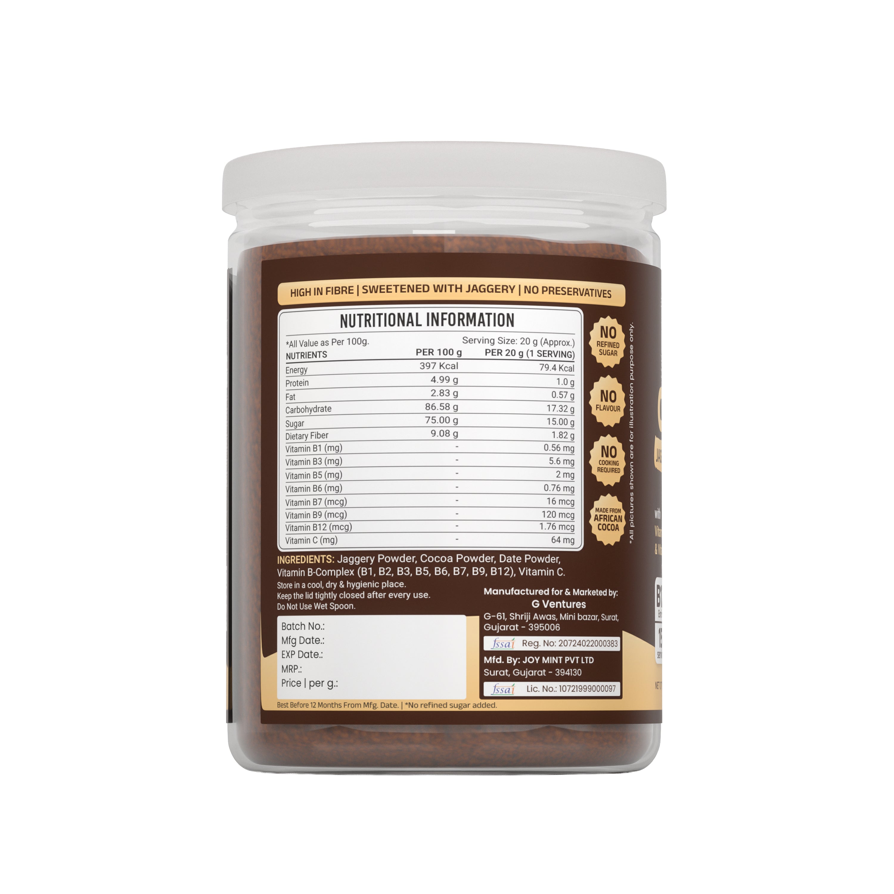 Premexa Choco B – Jaggery Drinking Chocolate with Vitamin B-Complex & Vitamin C