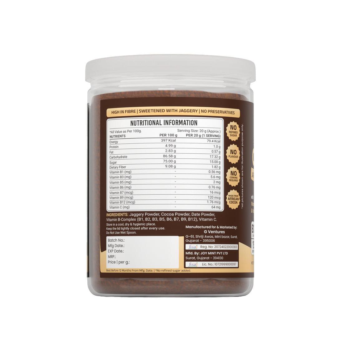 Premexa Choco B – Jaggery Drinking Chocolate with Vitamin B-Complex & Vitamin C
