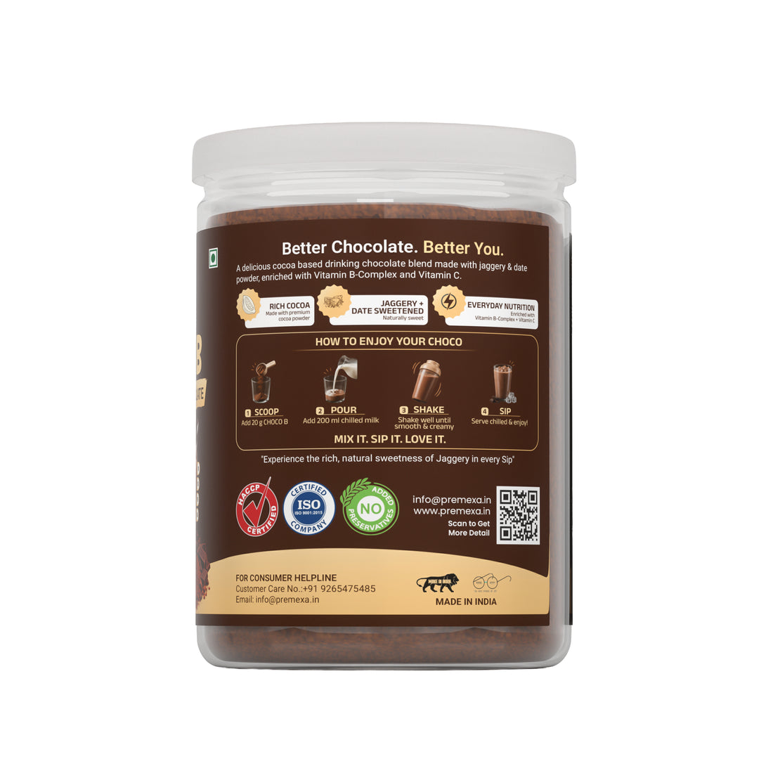 Premexa Choco B – Jaggery Drinking Chocolate with Vitamin B-Complex & Vitamin C