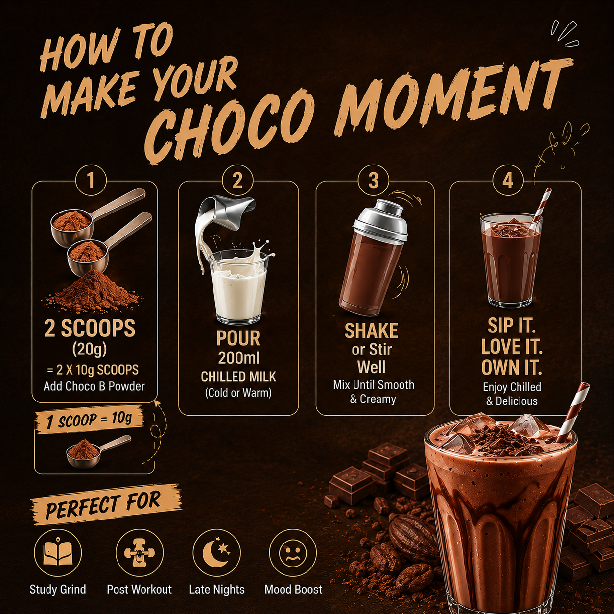 Premexa Choco B – Jaggery Drinking Chocolate with Vitamin B-Complex & Vitamin C
