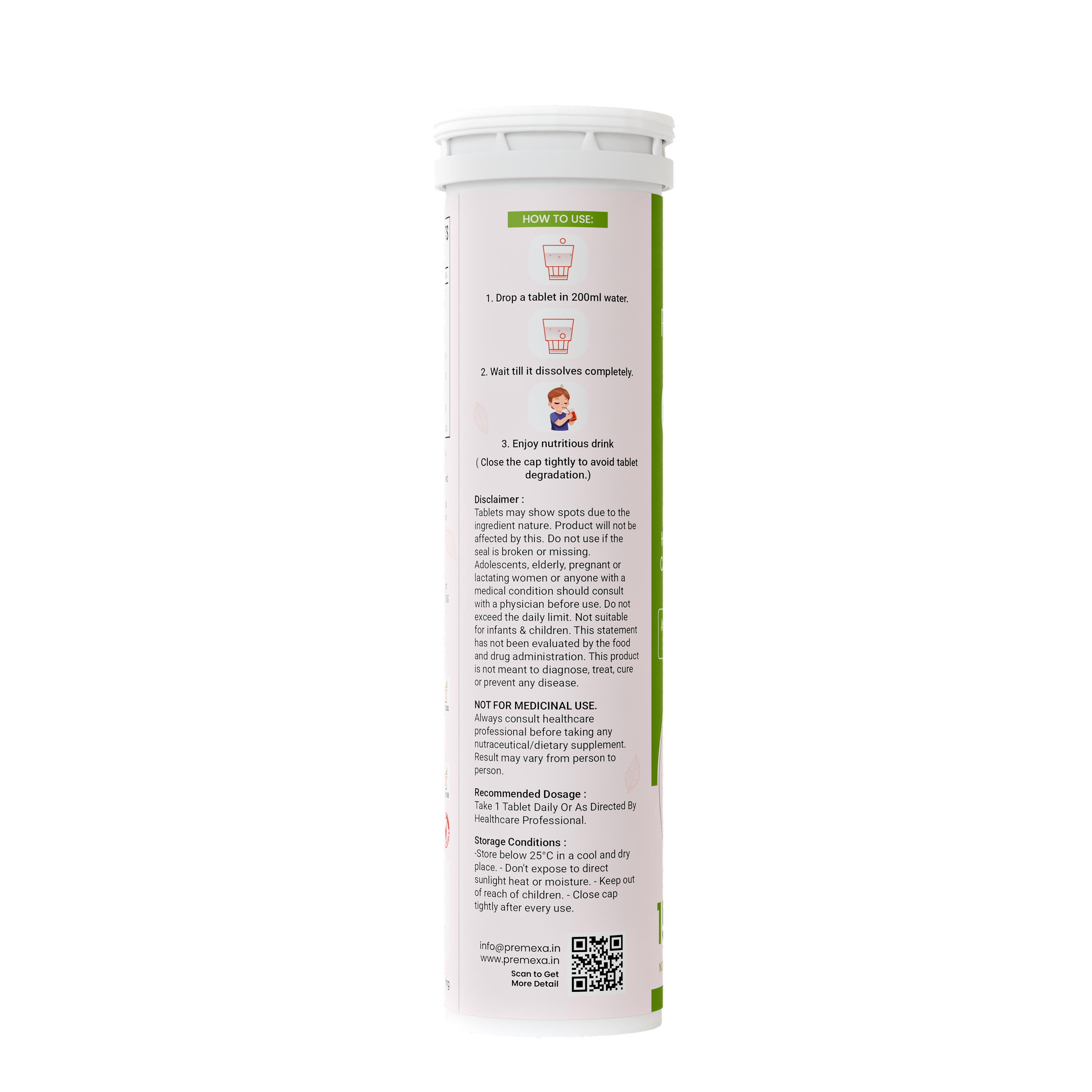 Premexa Gluta Glow Effervescent Tablets | Skin Glow & Antioxidant Support | 30 Tablets | 2 TUBE