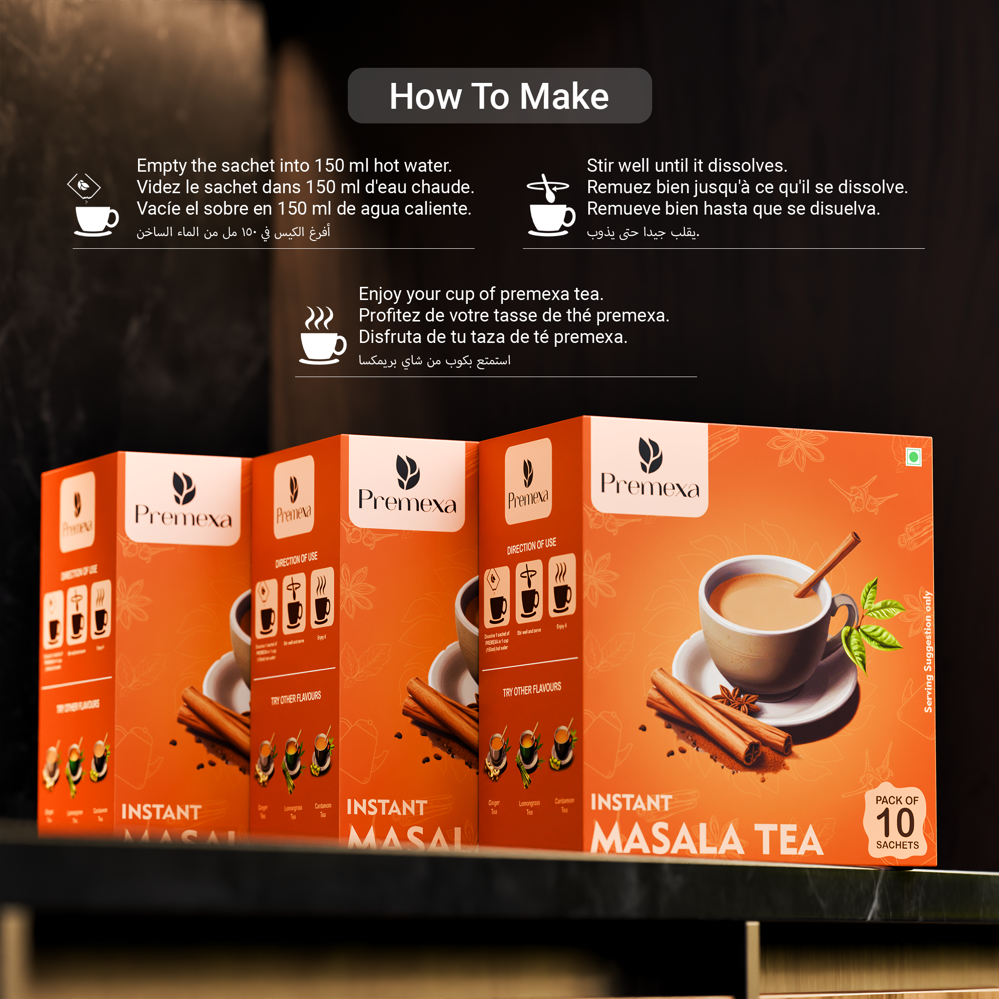 PREMEXA Instant Tea Premix | Low Sugar | Instant Tea