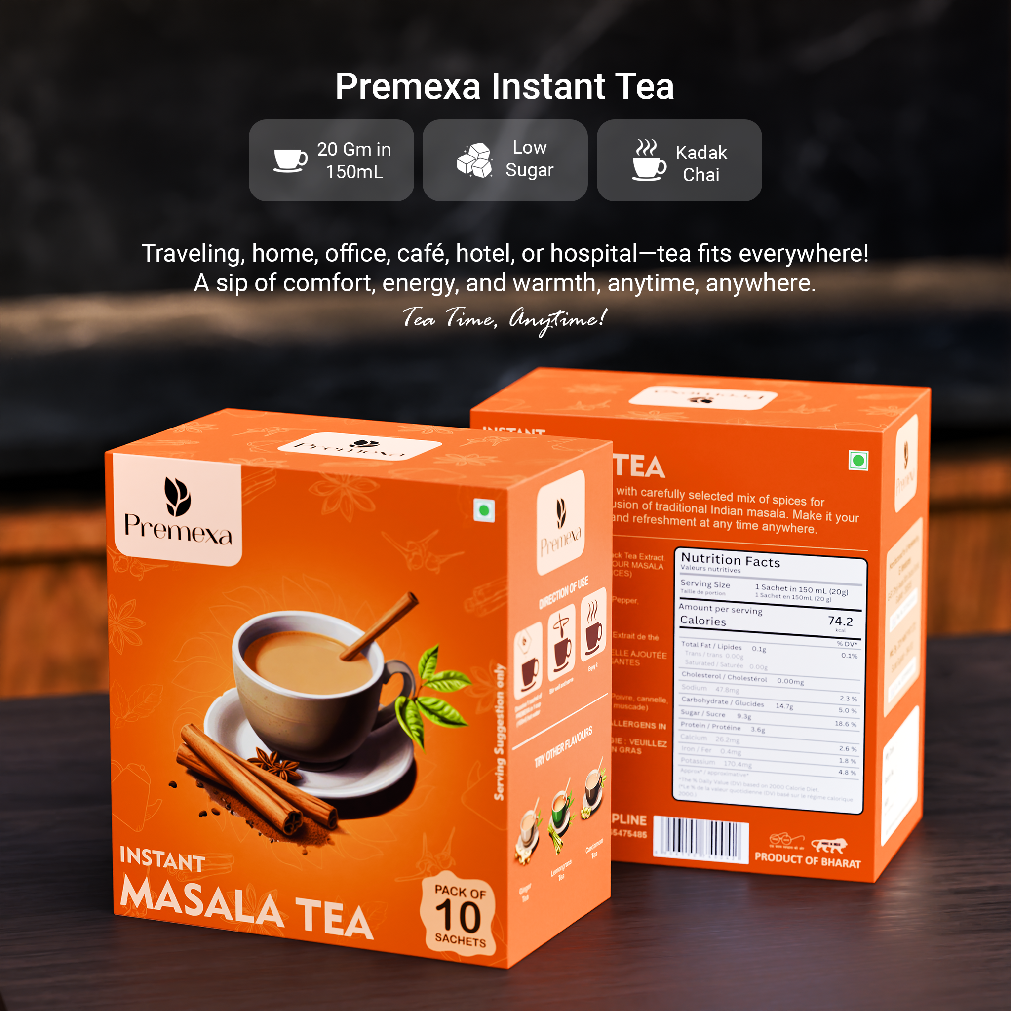 PREMEXA Instant Tea Premix | Low Sugar | Instant Tea